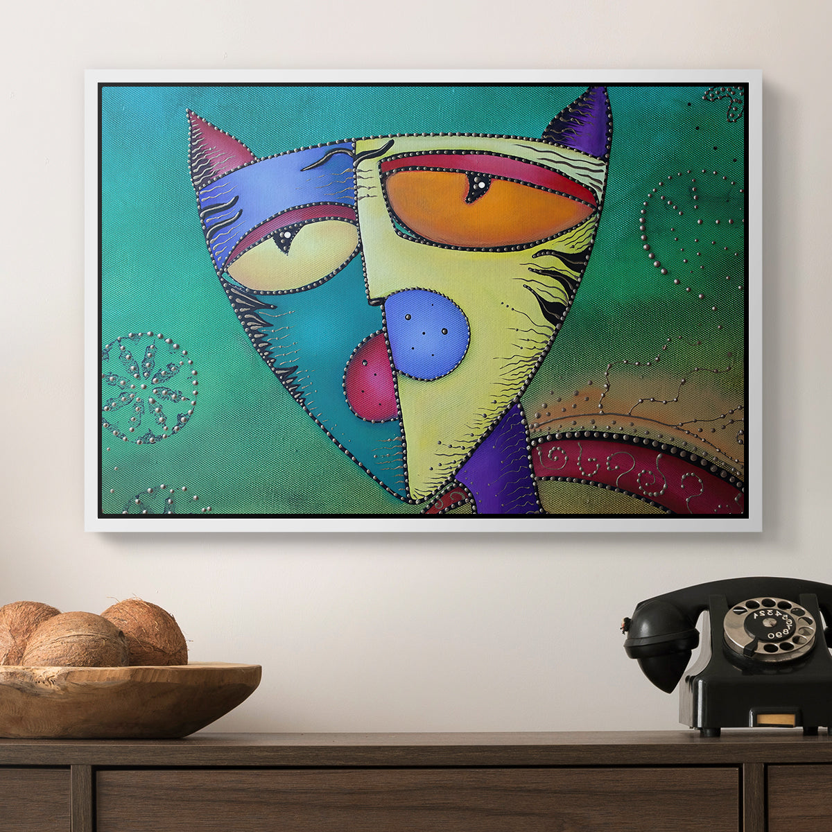 Celestial Cat - Floater Framed Canvas Print