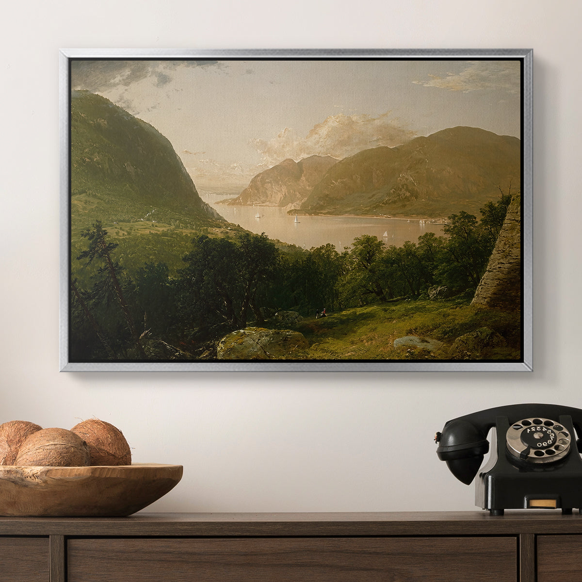 Hudson River Scene, 1857 - Floater Framed Canvas Print