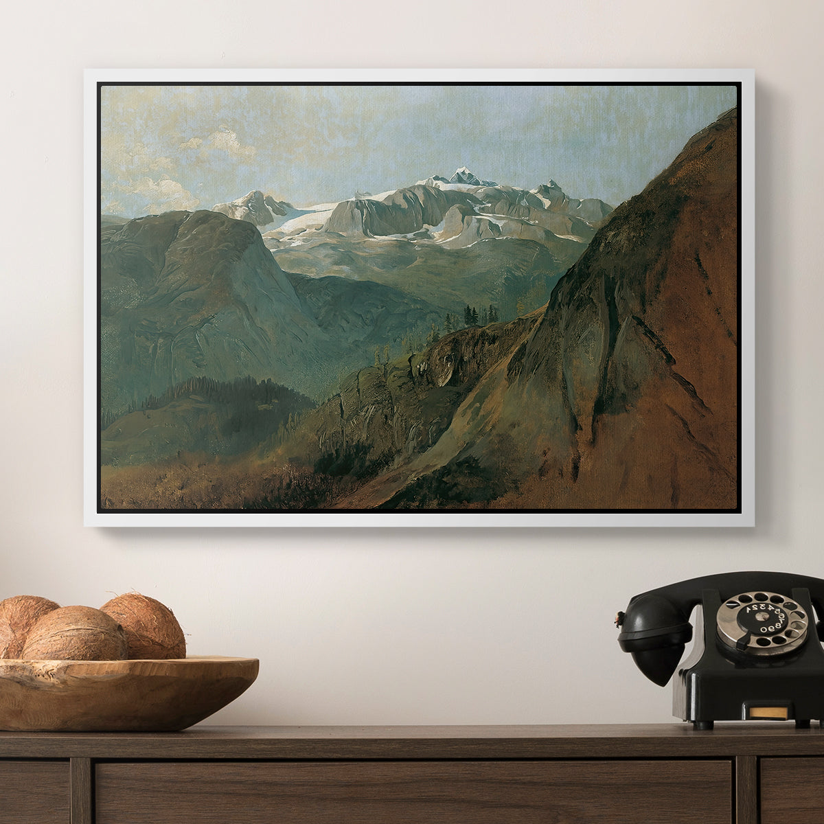 The Dachstein from the Plassen near Hallstatt, 1827 - Floater Framed Canvas Print