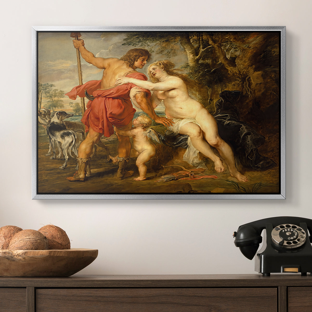 Venus and Adonis, c. 1635 - Floater Framed Canvas Print