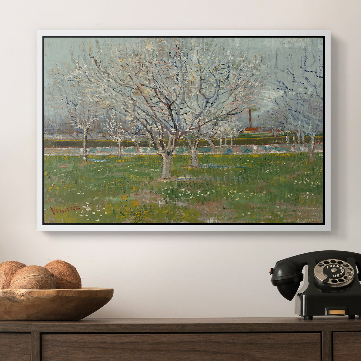 Orchard in Blossom (Plum Trees), 1888 - Floater Framed Canvas Print