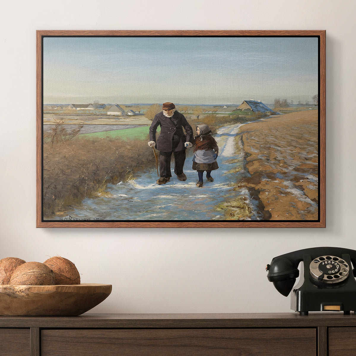 The Old Man and the Child, 1888 - Floater Framed Canvas Print
