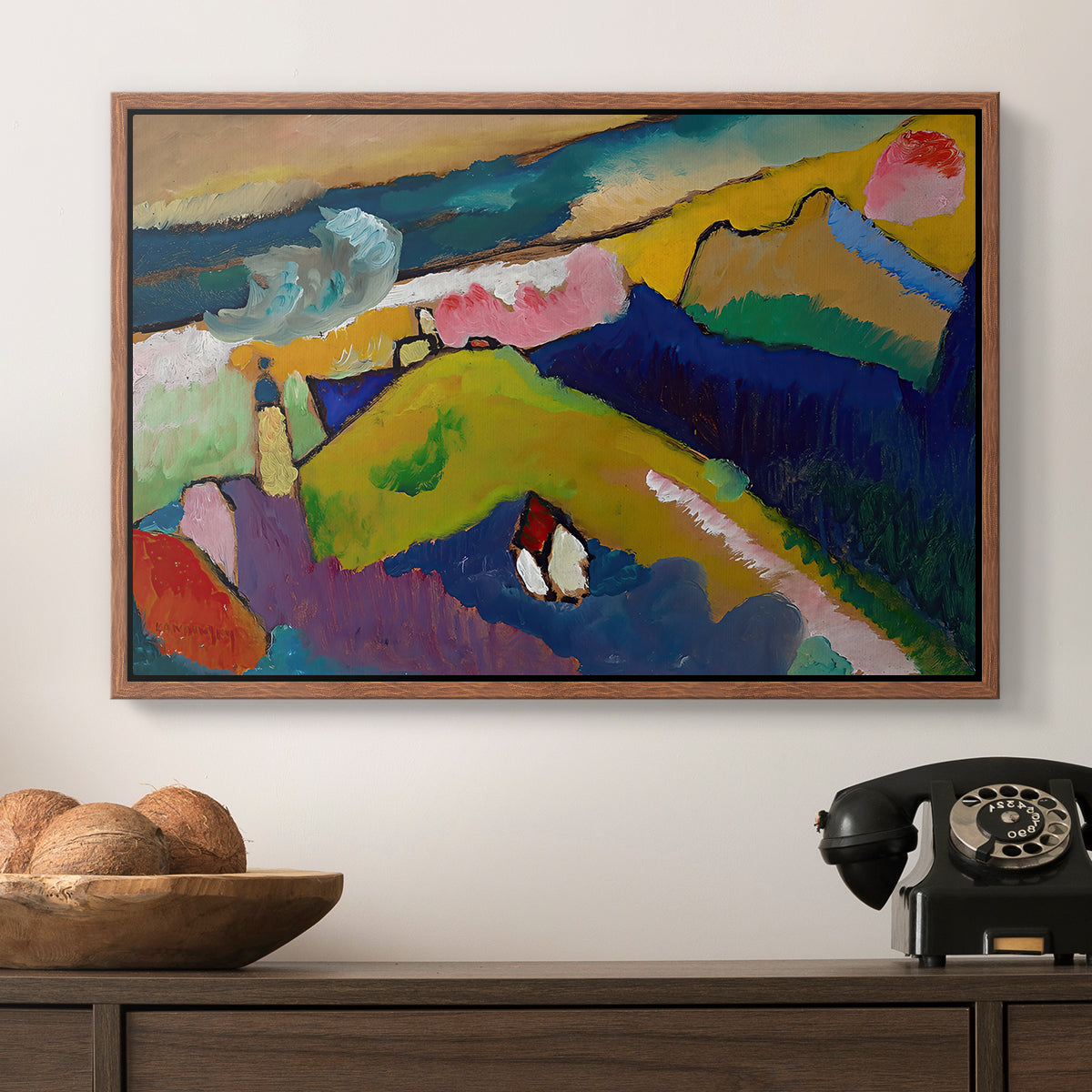 Murnau Mountain Landscape with Church, 1910 - Floater Framed Canvas Print
