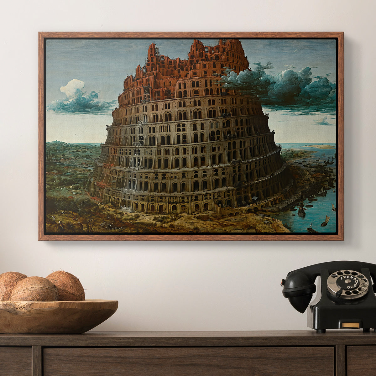 The Tower of Babel, c. 1568 - Floater Framed Canvas Print