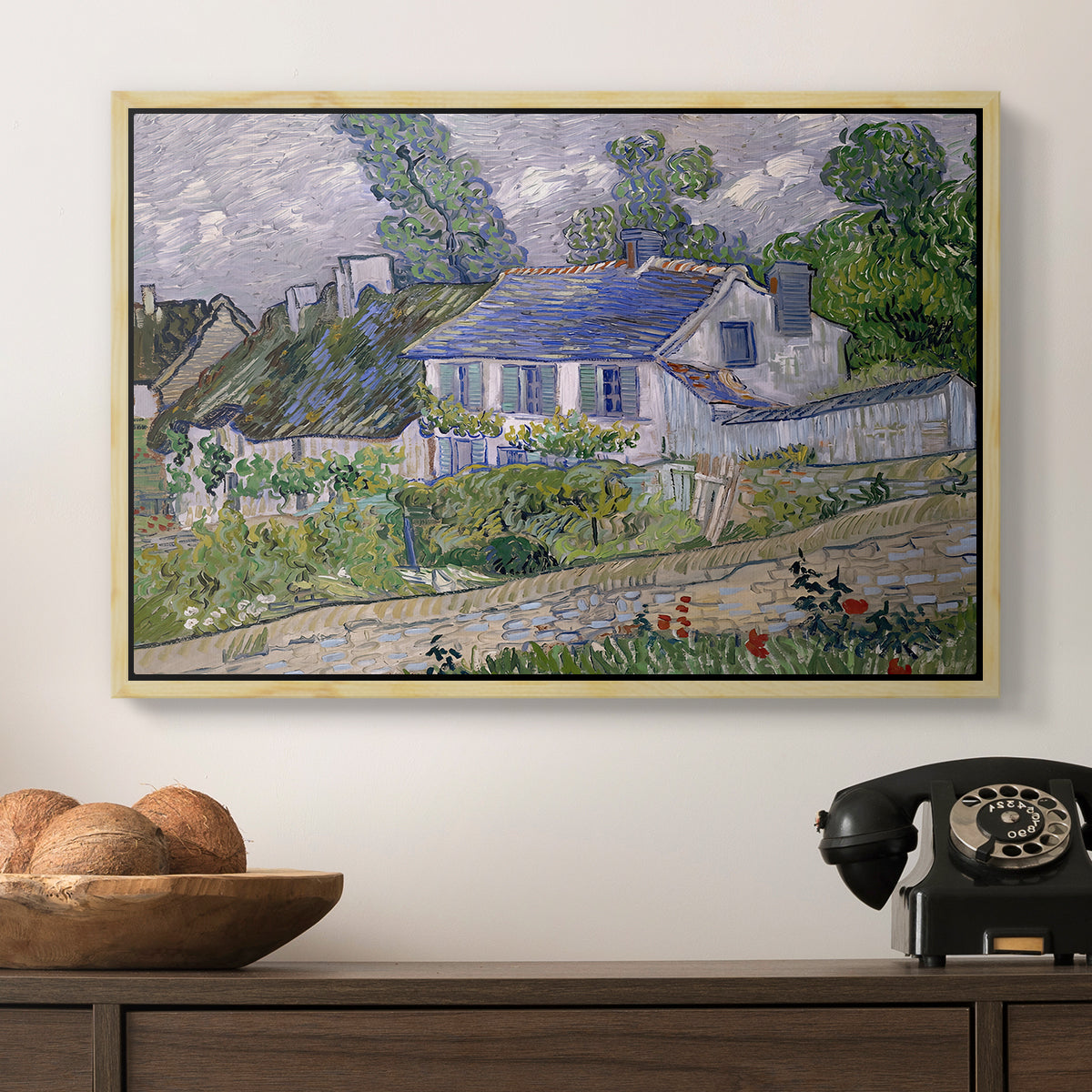 Houses in Auvers, 1890 - Floater Framed Canvas Print