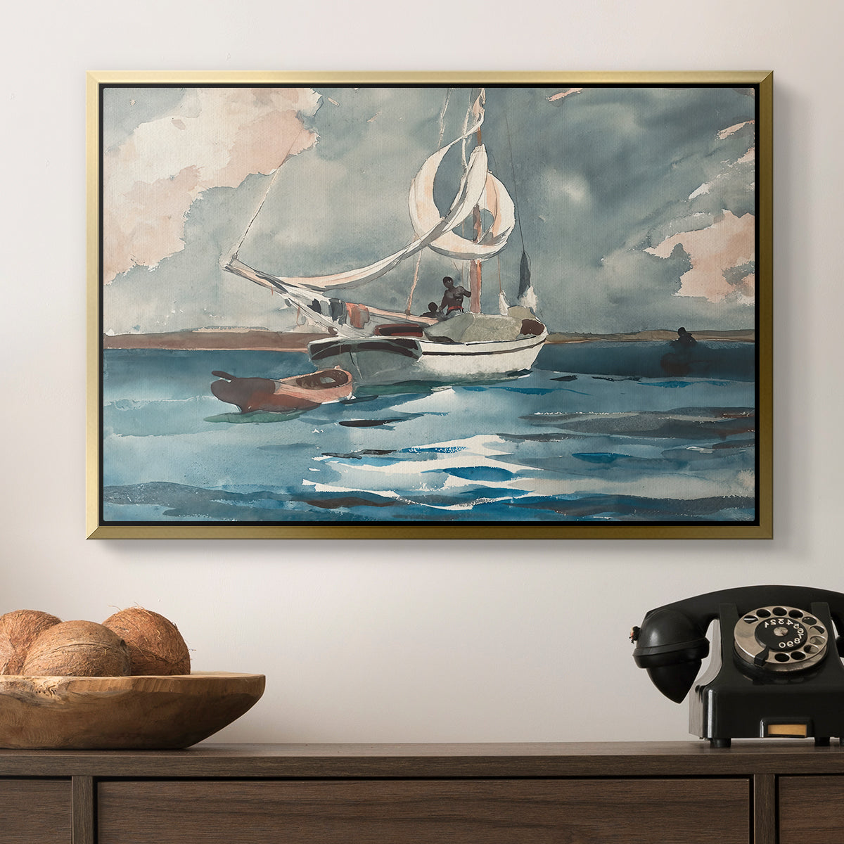 Sloop, Nassau, 1899 - Floater Framed Canvas Print