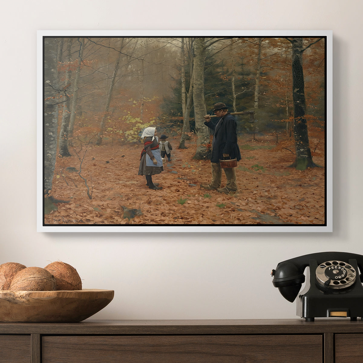 The Woodman and his Children, 1886 - Floater Framed Canvas Print
