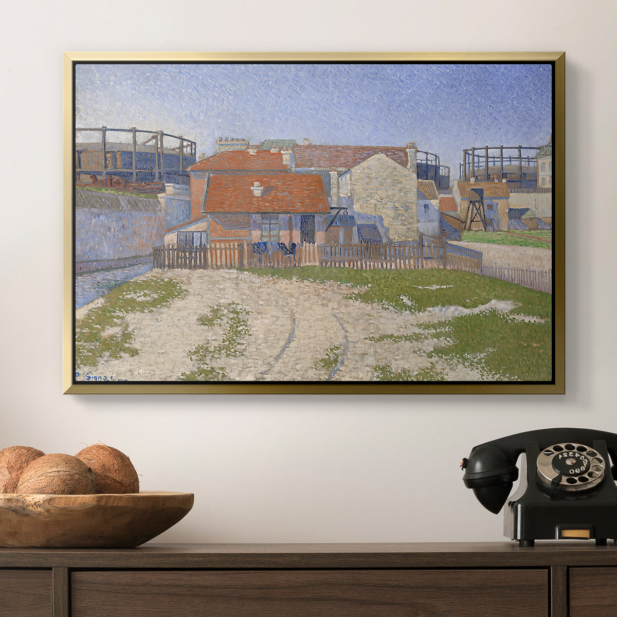 Gasometers at Clichy, 1886 - Floater Framed Canvas Print