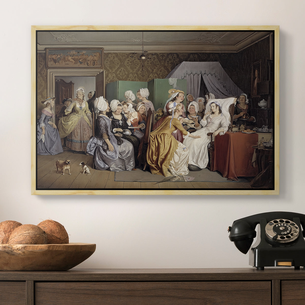 The Maternity Room (Scene from "Barselstuen"), 1845 - Floater Framed Canvas Print