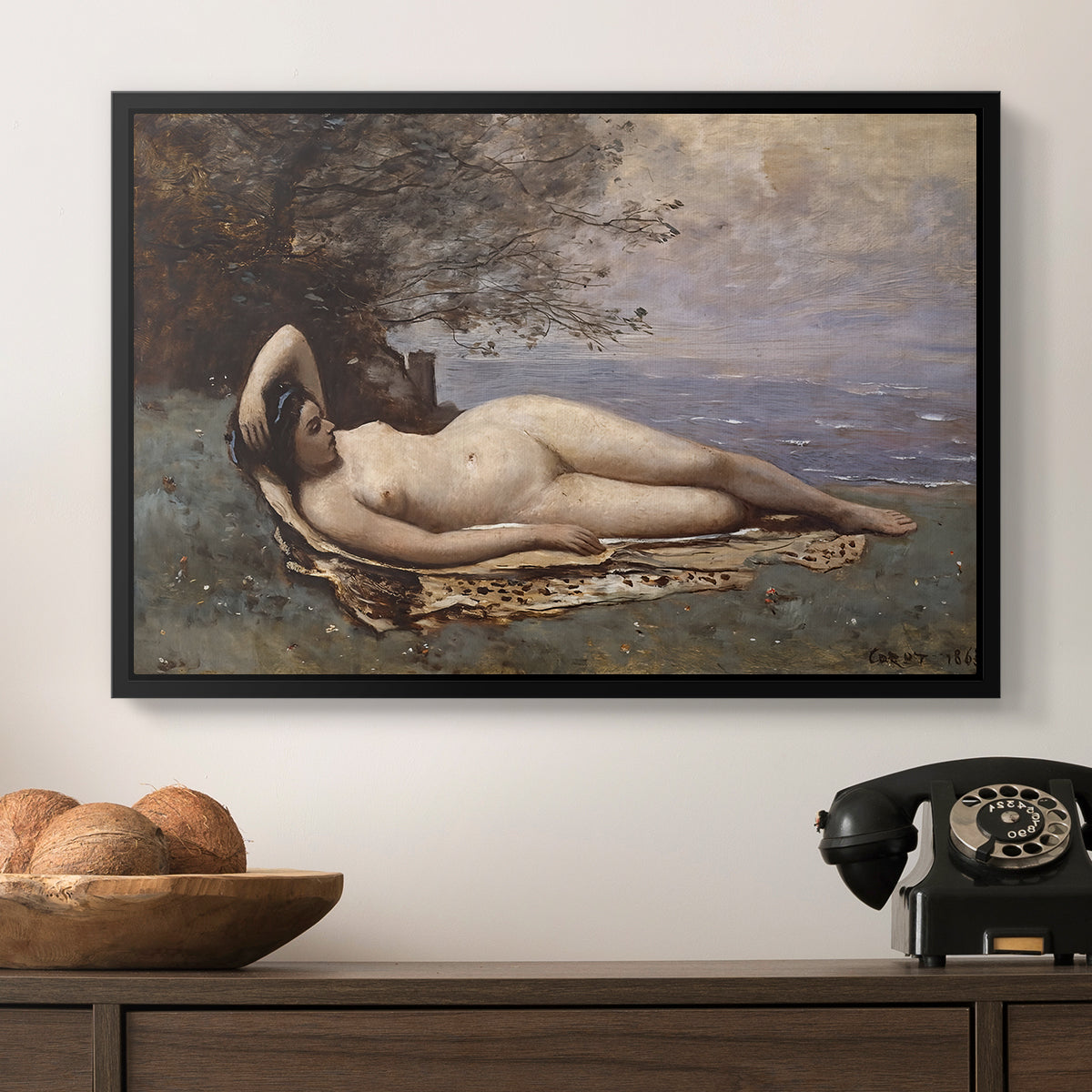 Bacchante by the Sea, 1865 - Floater Framed Canvas Print