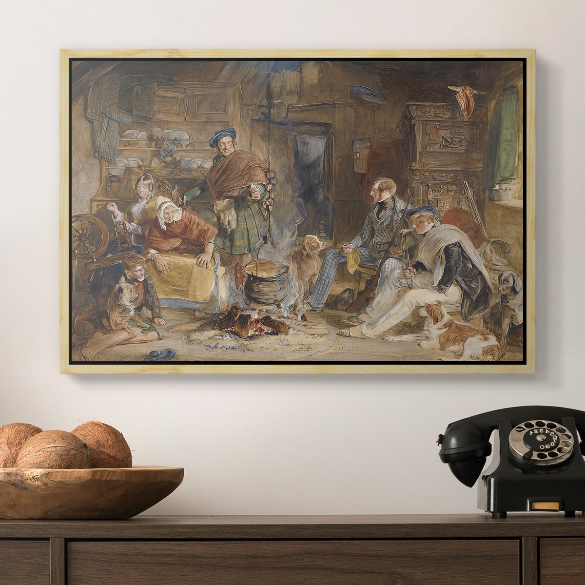 Highland Hospitality, 1832 - Floater Framed Canvas Print
