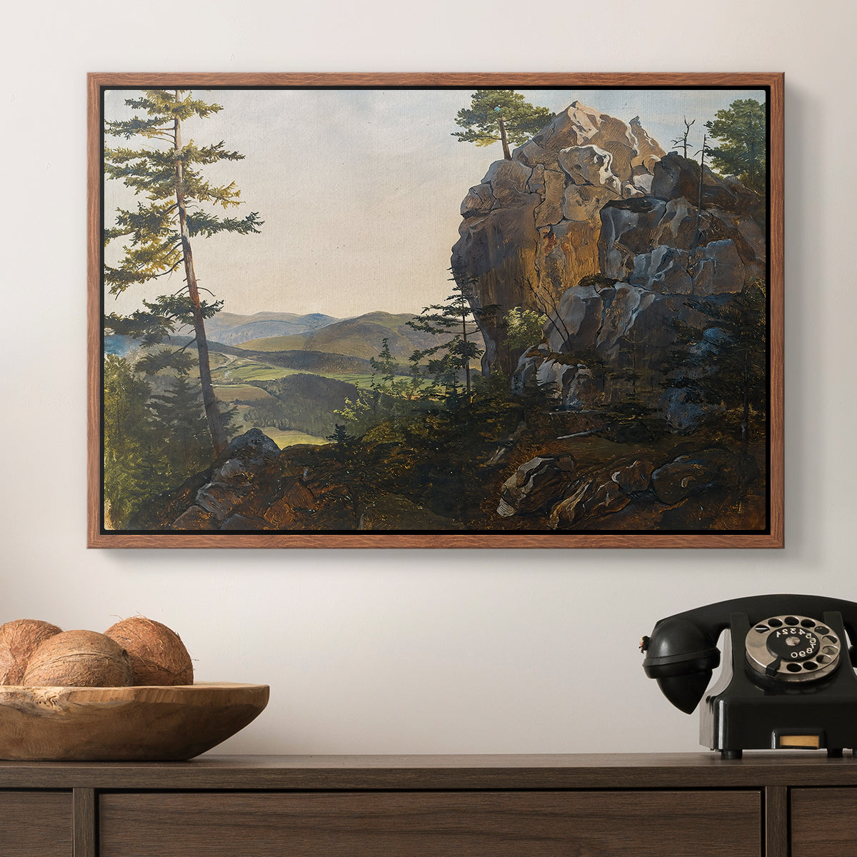 Landscape with the Balbersteine near Miesenbach, 1839 - Floater Framed Canvas Print