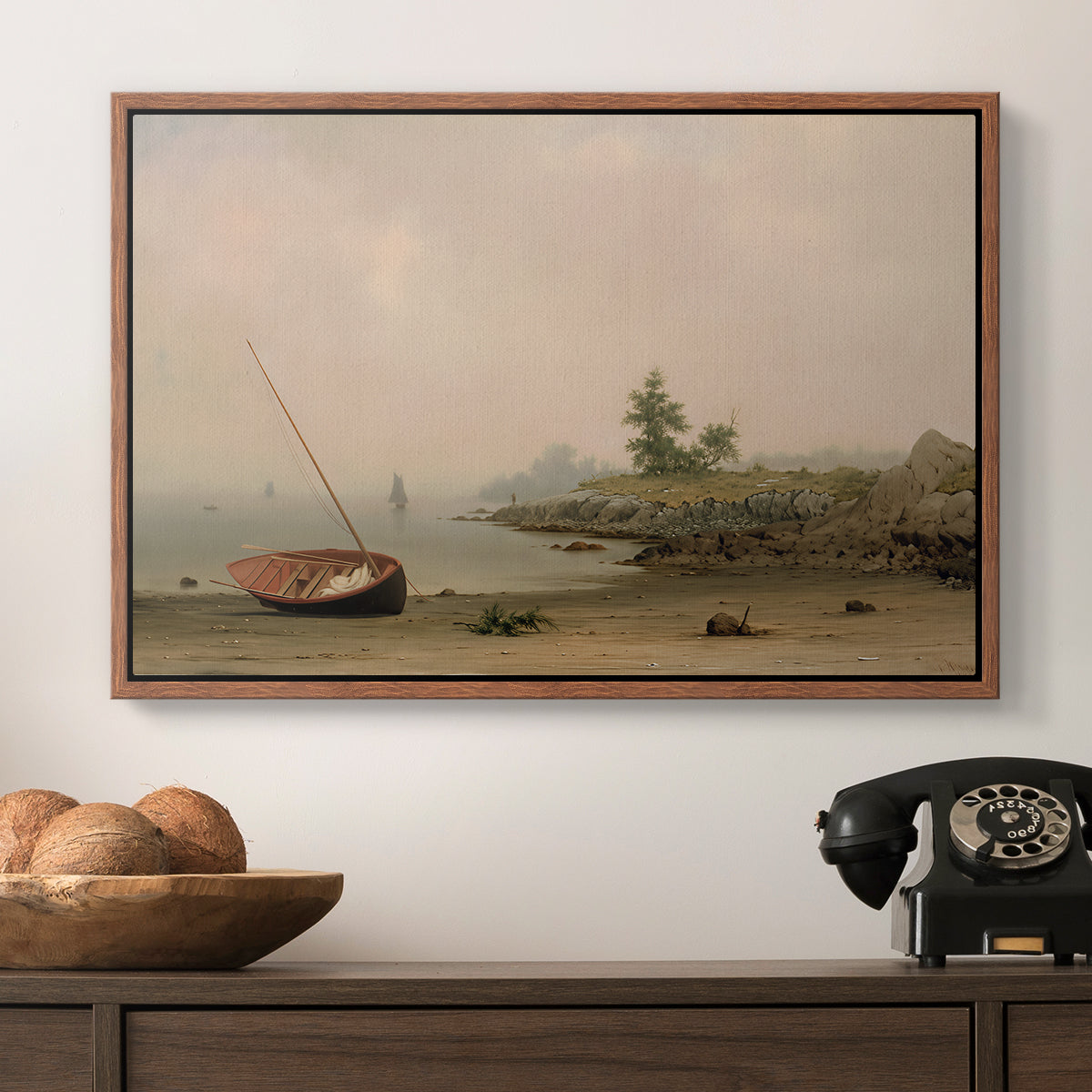 The Stranded Boat, 1863 - Floater Framed Canvas Print