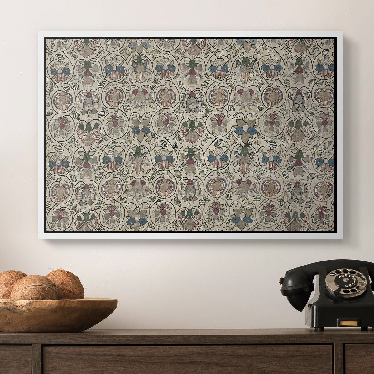 Long Cushion Cover (Printed Textile), c. 1600 - Floater Framed Canvas Print