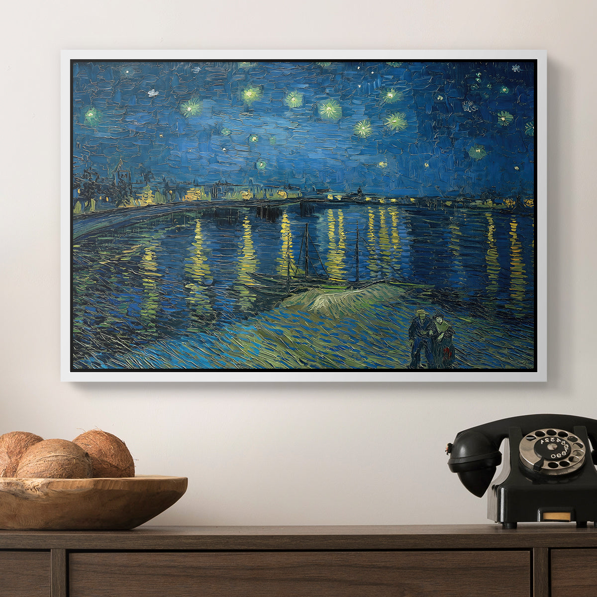 Starry Night Over the Rhône, 1888 - Floater Framed Canvas Print