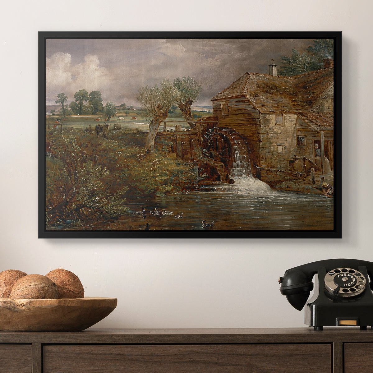 Parham Mill, Gillingham, 1826 - Floater Framed Canvas Print
