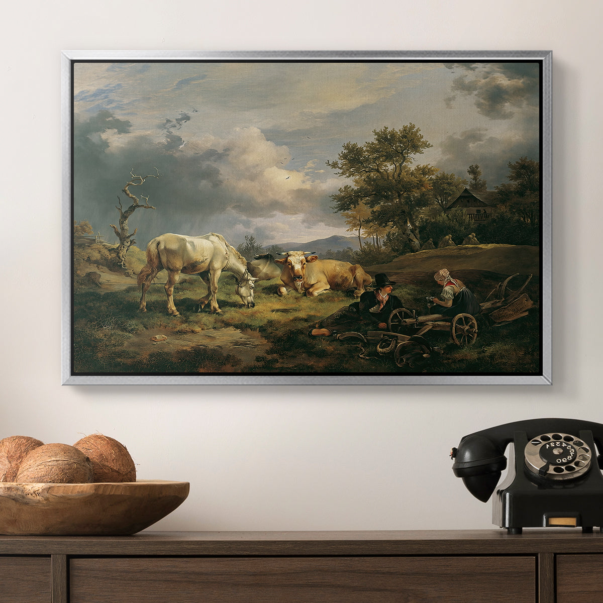 Young Peasant Couple Resting in the Field, 1829 - Floater Framed Canvas Print