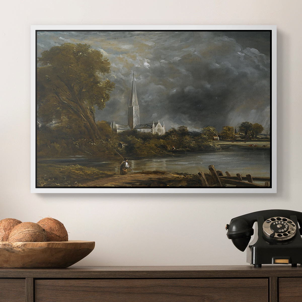 Salisbury Cathedral from the Meadows, c. 1831 - Floater Framed Canvas Print