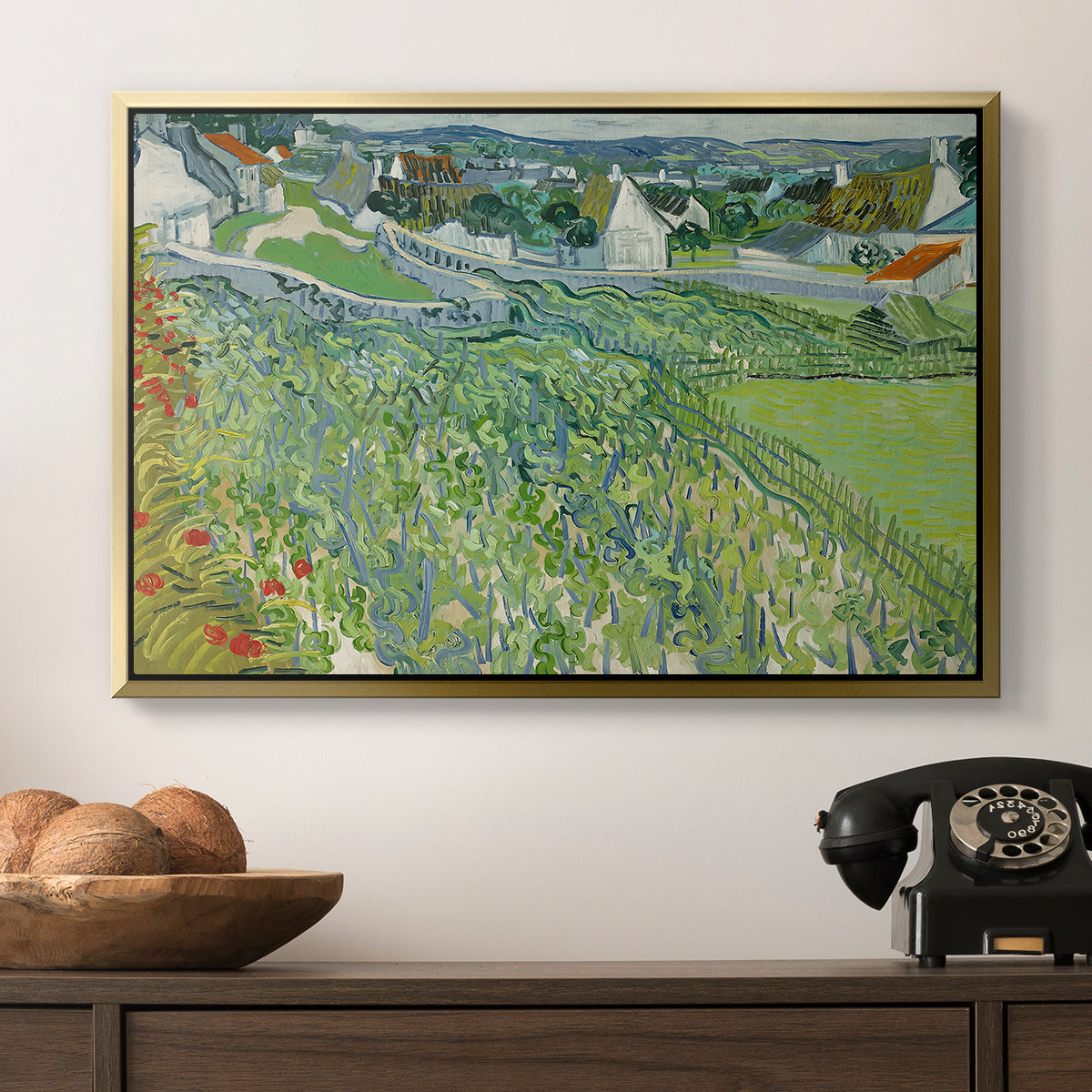 Vineyards at Auvers, 1890 - Floater Framed Canvas Print