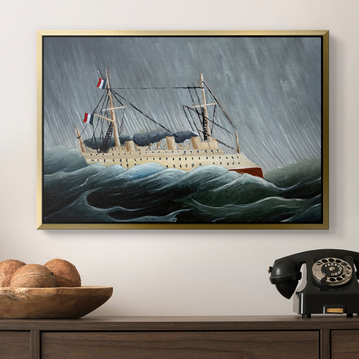 A Ship in the Storm, c. 1899 - Floater Framed Canvas Print