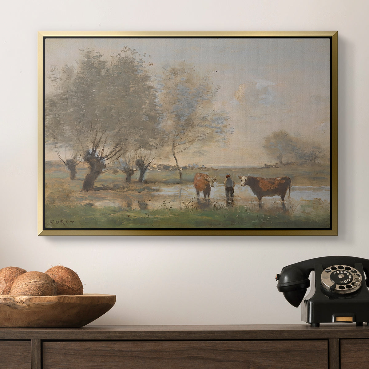 Cows in a Marshy Landscape, c. 1873-1874 - Floater Framed Canvas Print