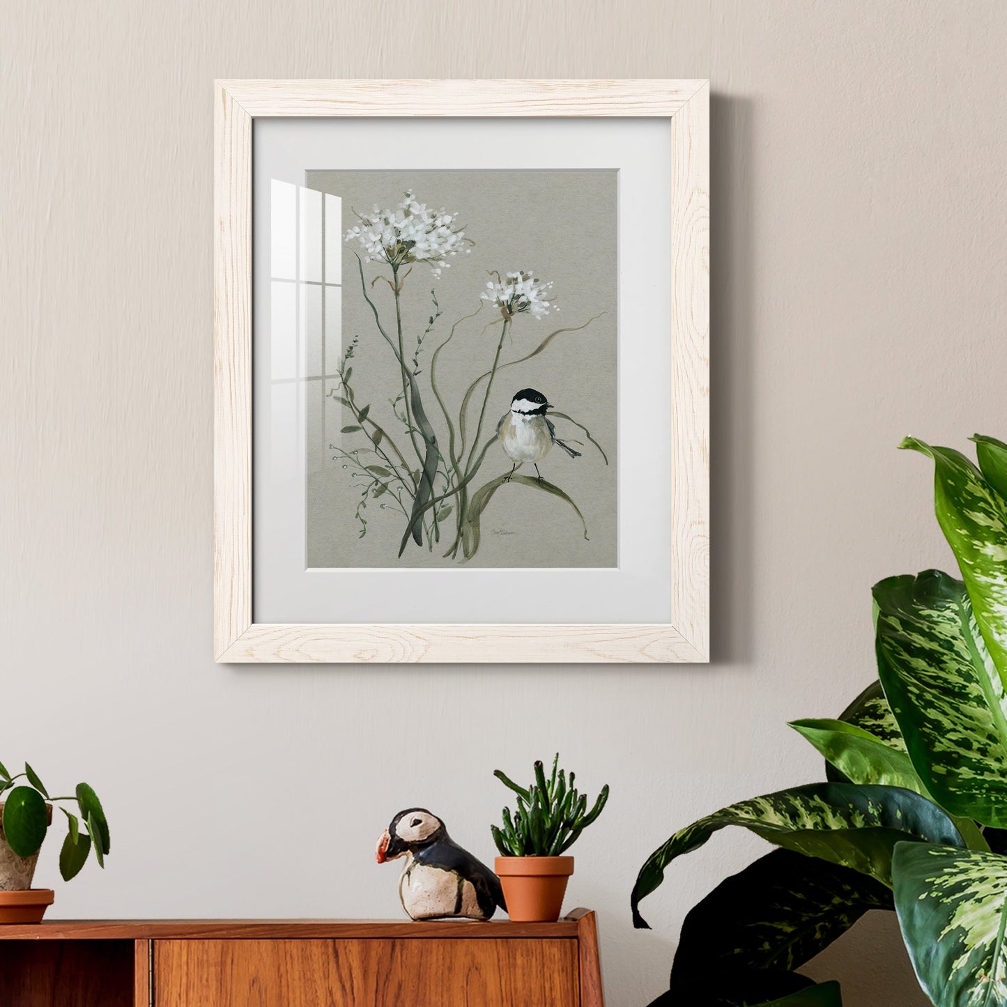 Bouquet of Grace Bird II - Premium Framed Print - Distressed Barnwood Frame - Ready to Hang