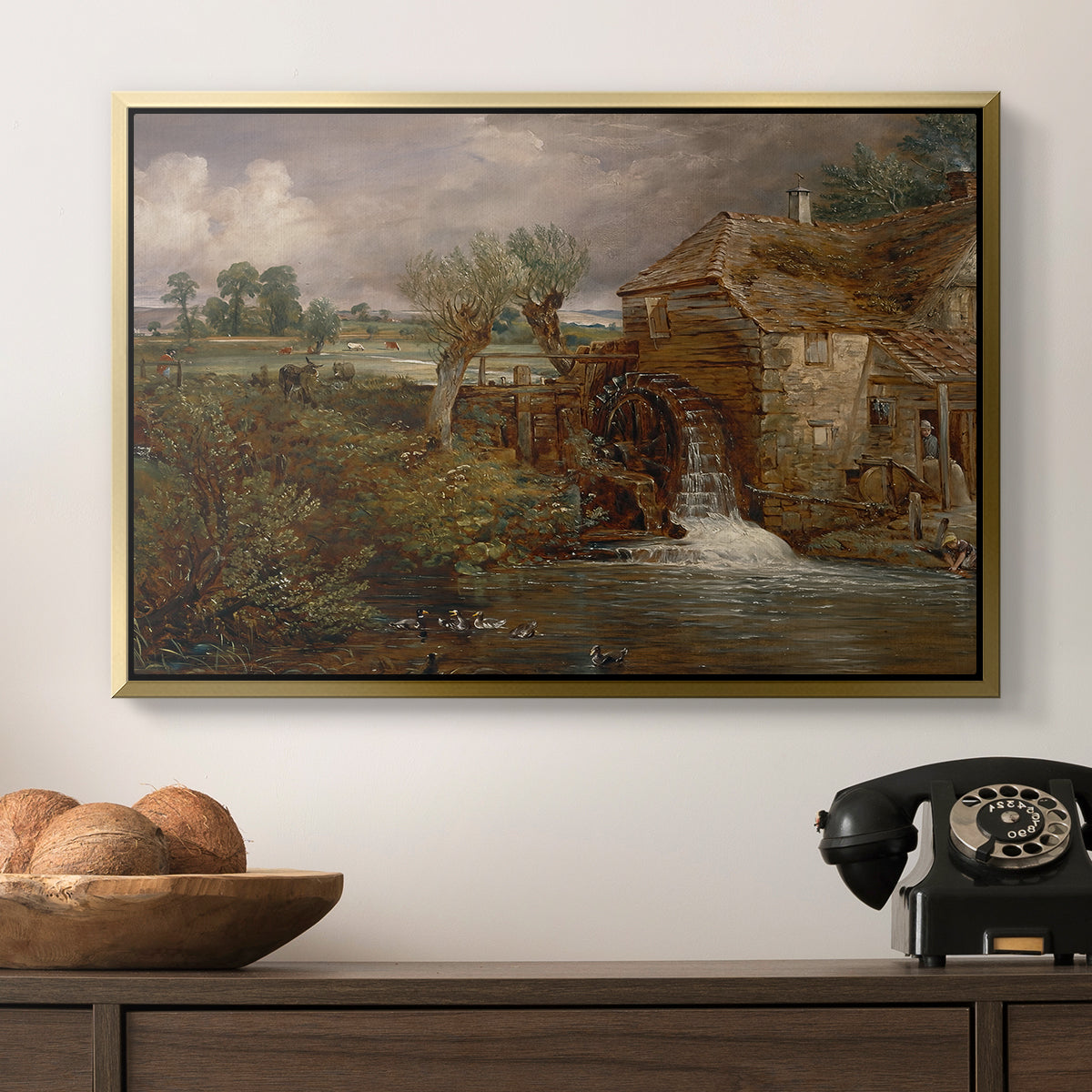 Parham Mill, Gillingham, 1826 - Floater Framed Canvas Print