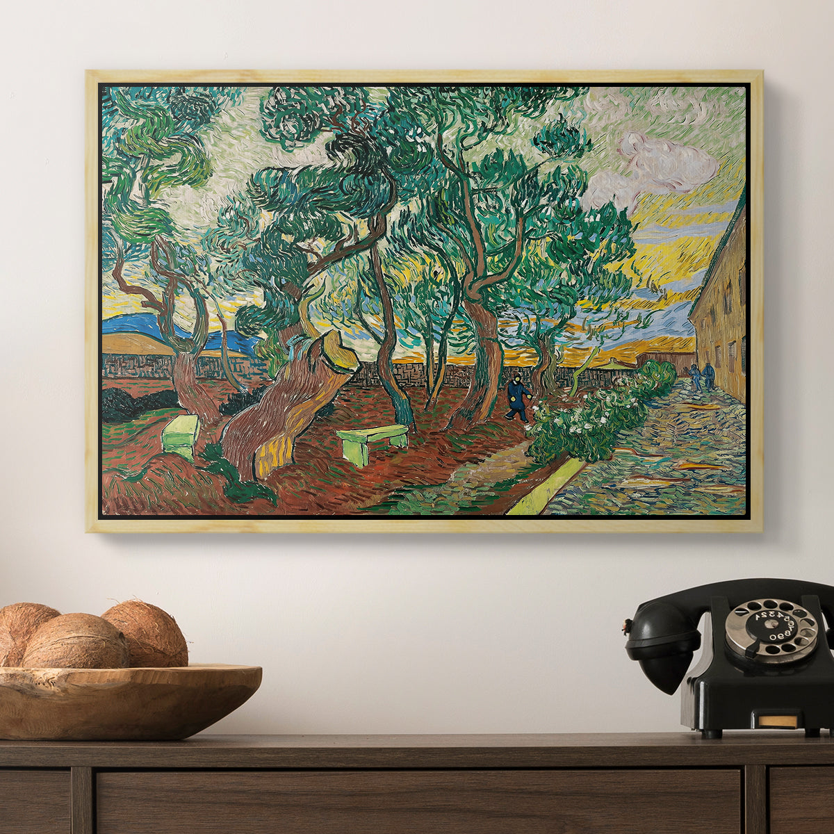 The Garden of Saint-Paul Hospital, 1889 - Floater Framed Canvas Print