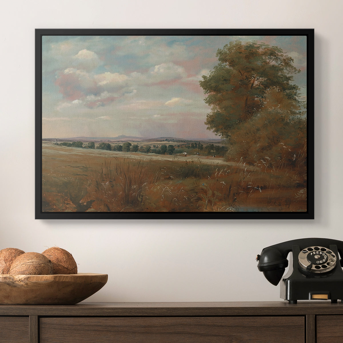 Landscape at Hampstead, with Harrow in the Distance, c. 1849-1855 - Floater Framed Canvas Print