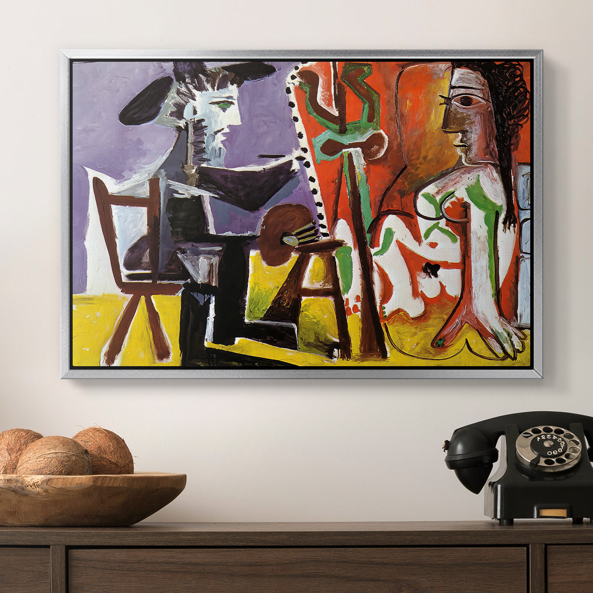 The Painter and His Model, 1963 - Floater Framed Canvas Print