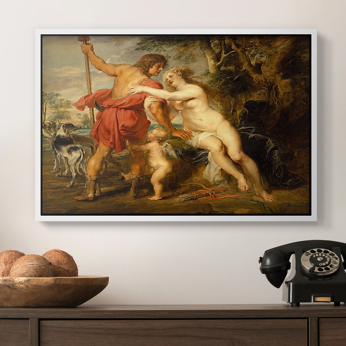 Venus and Adonis, c. 1635 - Floater Framed Canvas Print