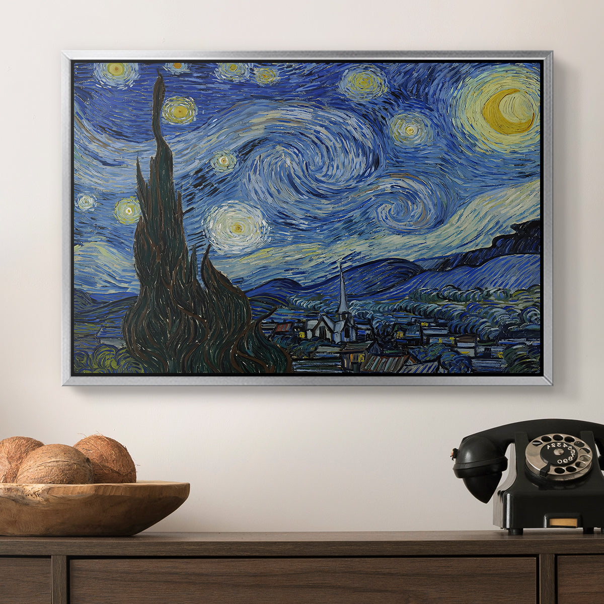 The Starry Night, 1889 - Floater Framed Canvas Print