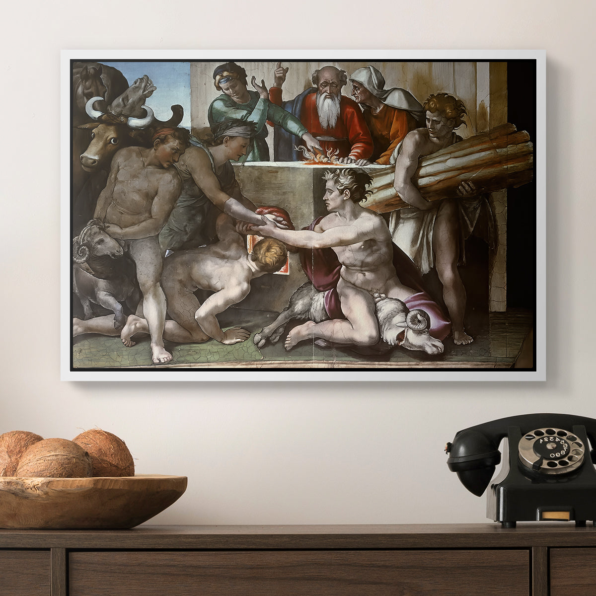 The Sacrifice of Noah (Sistine Chapel), 1509 - Floater Framed Canvas Print