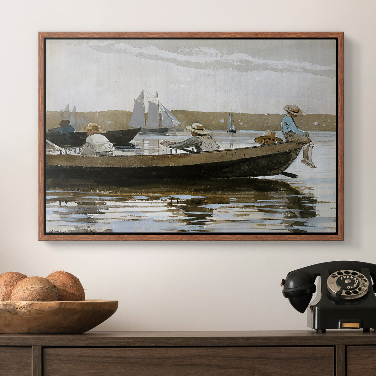 Boys in a Dory, 1873 - Floater Framed Canvas Print