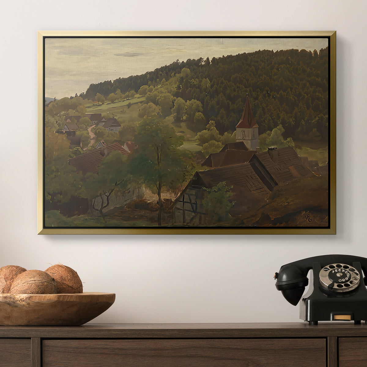 Landscape from Ebersteinburg in Baden, 1876 - Floater Framed Canvas Print
