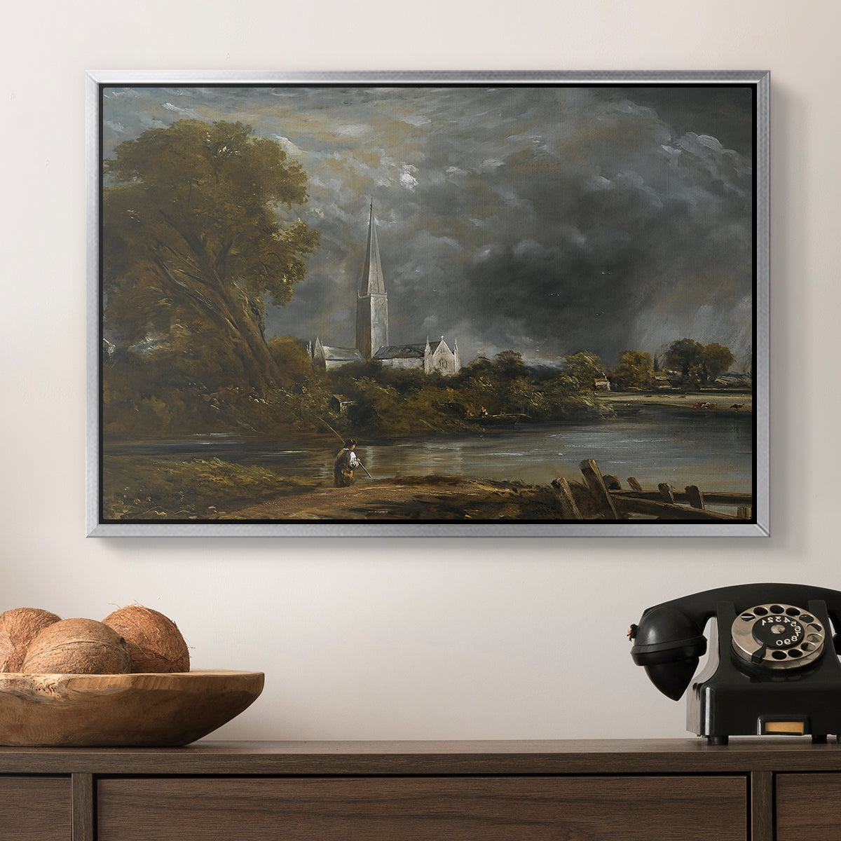 Salisbury Cathedral from the Meadows, c. 1831 - Floater Framed Canvas Print