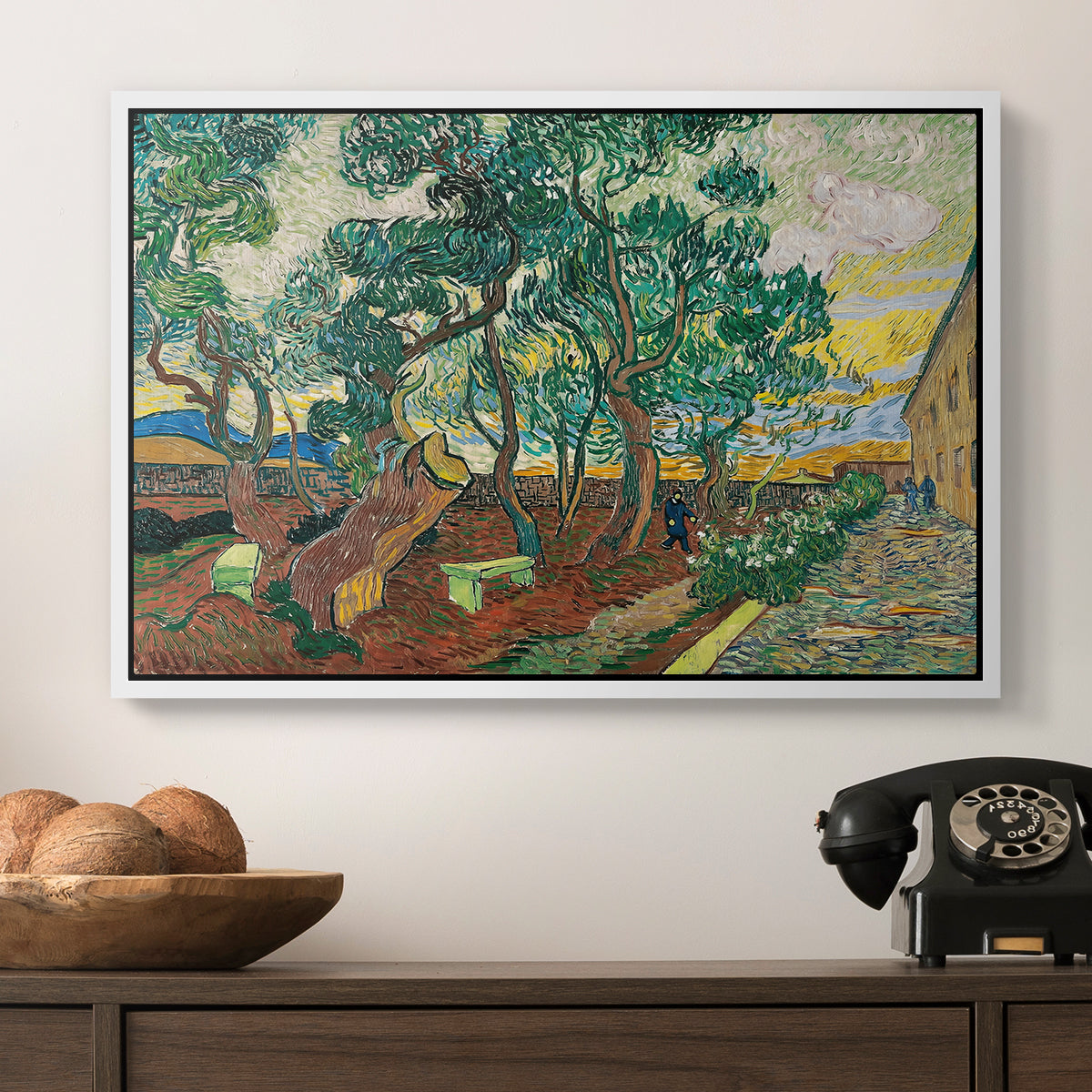 The Garden of Saint-Paul Hospital, 1889 - Floater Framed Canvas Print