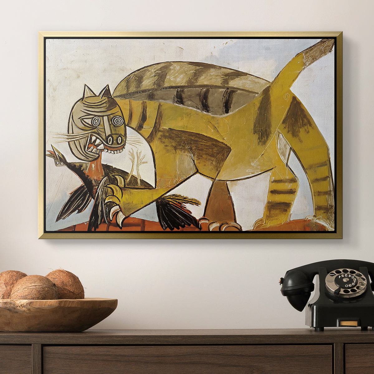 Cat Eating a Bird, 1939 - Floater Framed Canvas Print