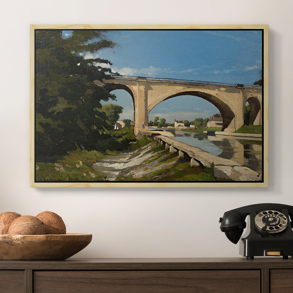 The Railroad Bridge at Briare, 1888 - Floater Framed Canvas Print