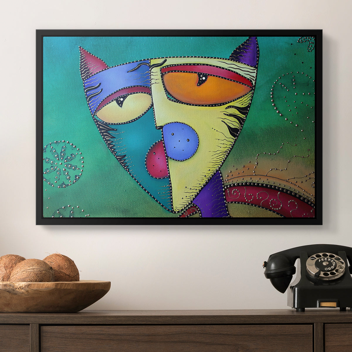 Celestial Cat - Floater Framed Canvas Print