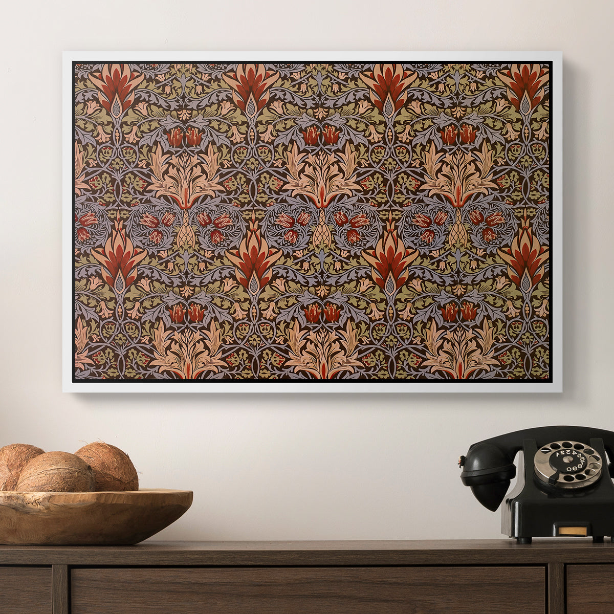 Snakeshead - Red/Cumin, c. 1876 - Floater Framed Canvas Print