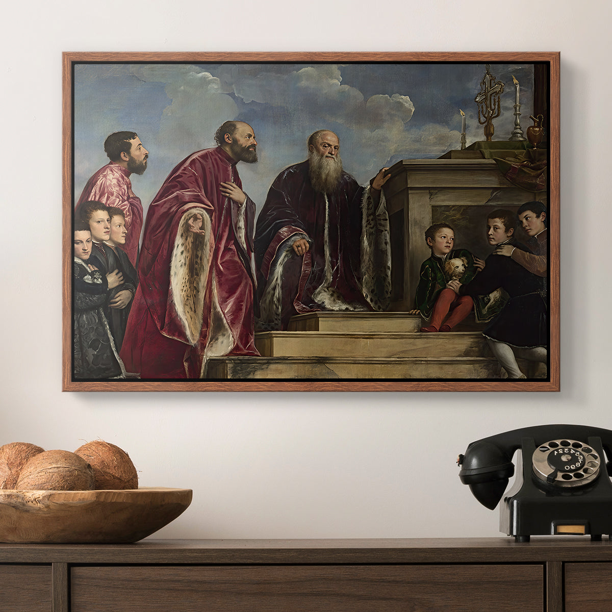 The Vendramin Family Venerating a Relic of the True Cross, c. 1540-1545 - Floater Framed Canvas Print