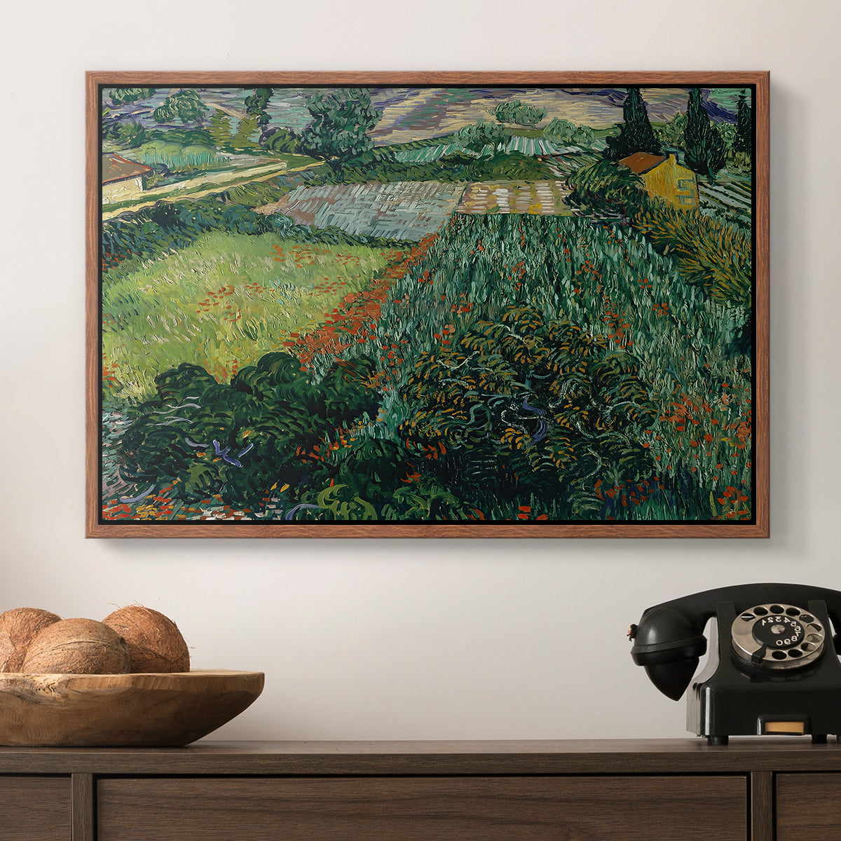 Field with Poppies, Saint-Rémy, 1889 - Floater Framed Canvas Print
