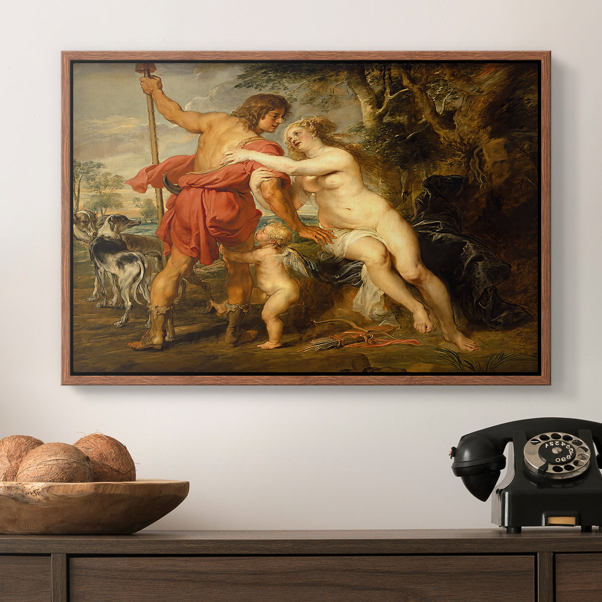 Venus and Adonis, c. 1635 - Floater Framed Canvas Print