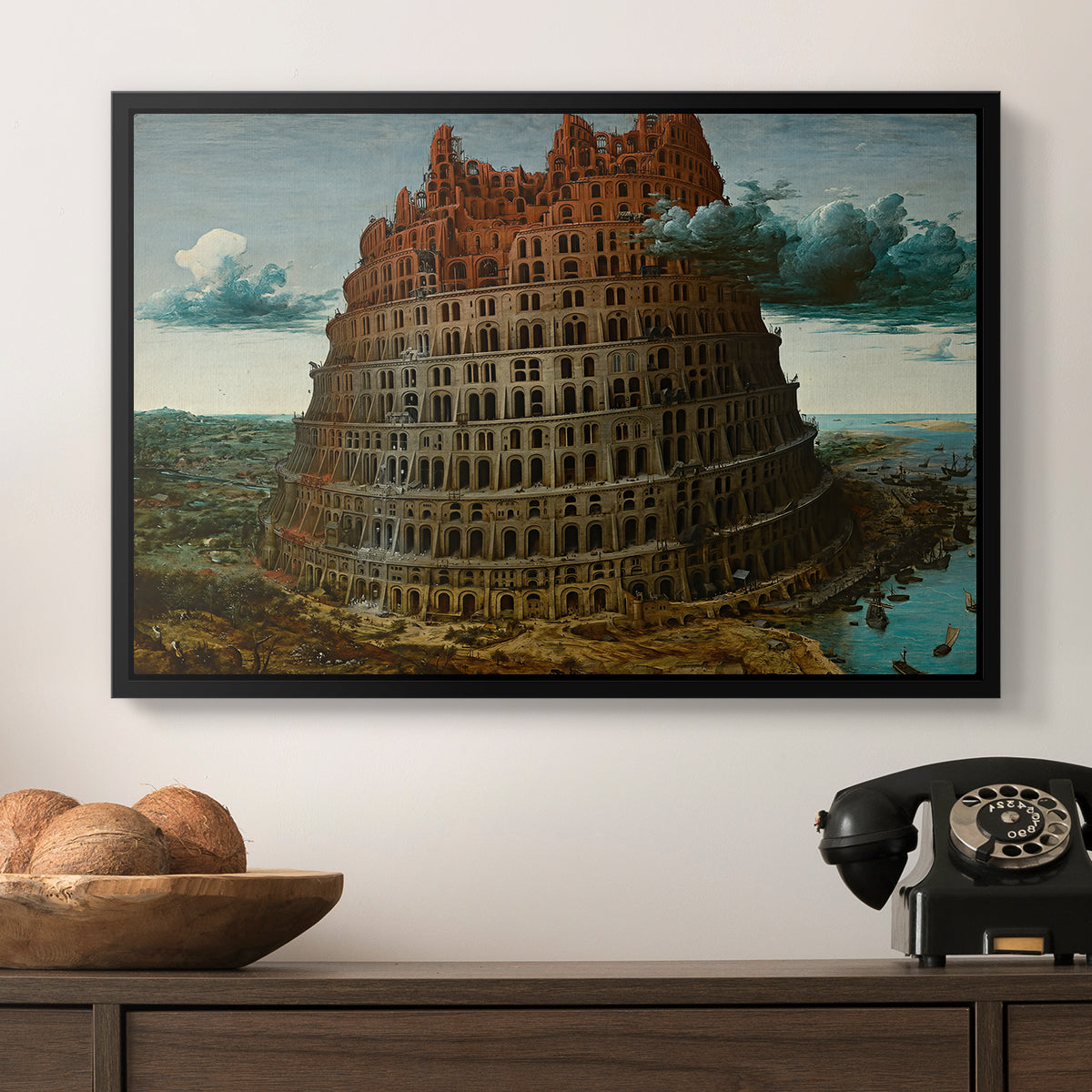 The Tower of Babel, c. 1568 - Floater Framed Canvas Print