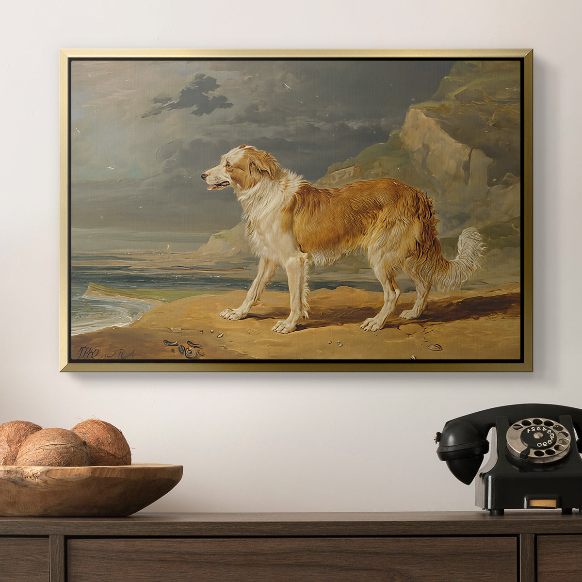 Rough-Coated Collie, 1809 - Floater Framed Canvas Print