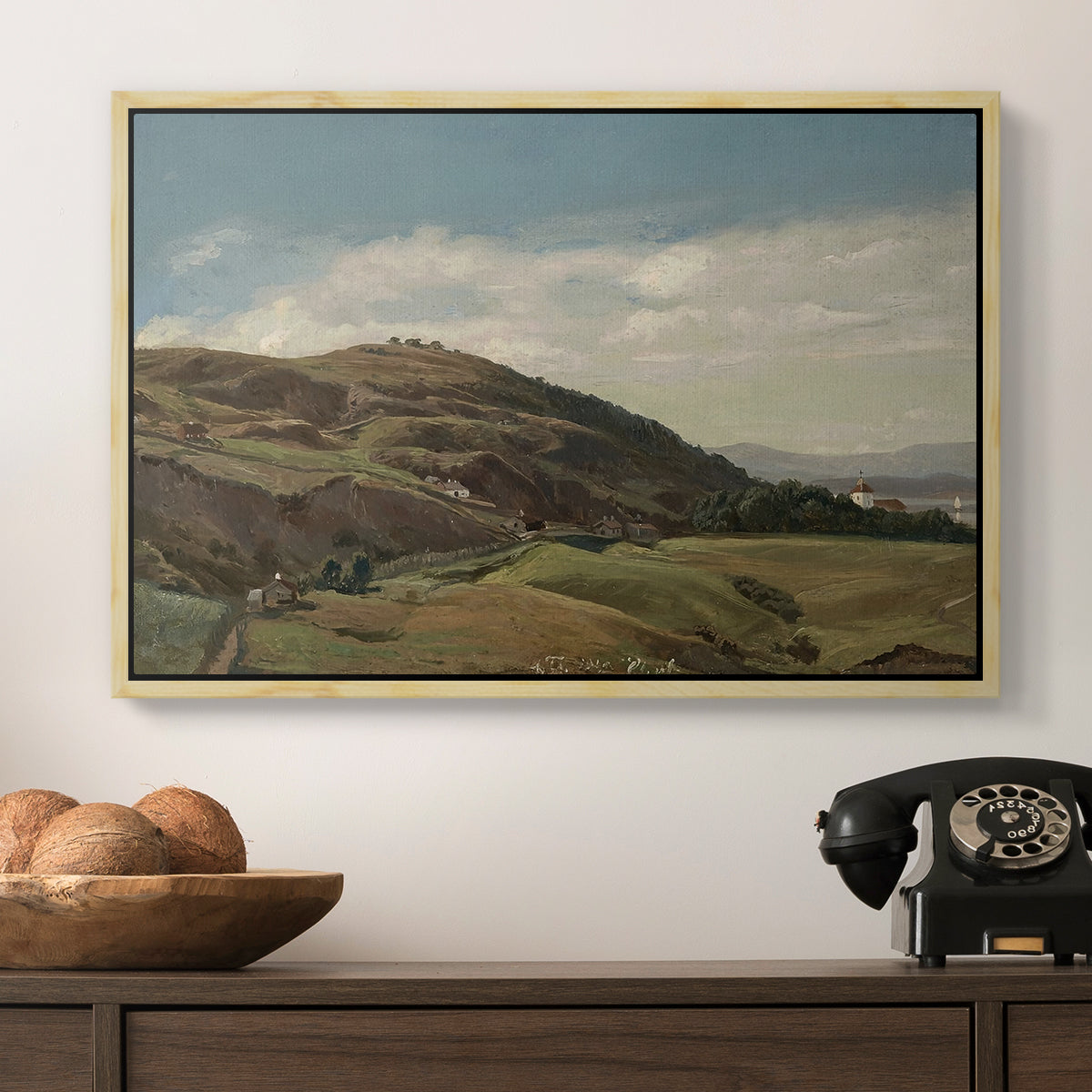 Ekeberg and Oslo Church, 1852 - Floater Framed Canvas Print