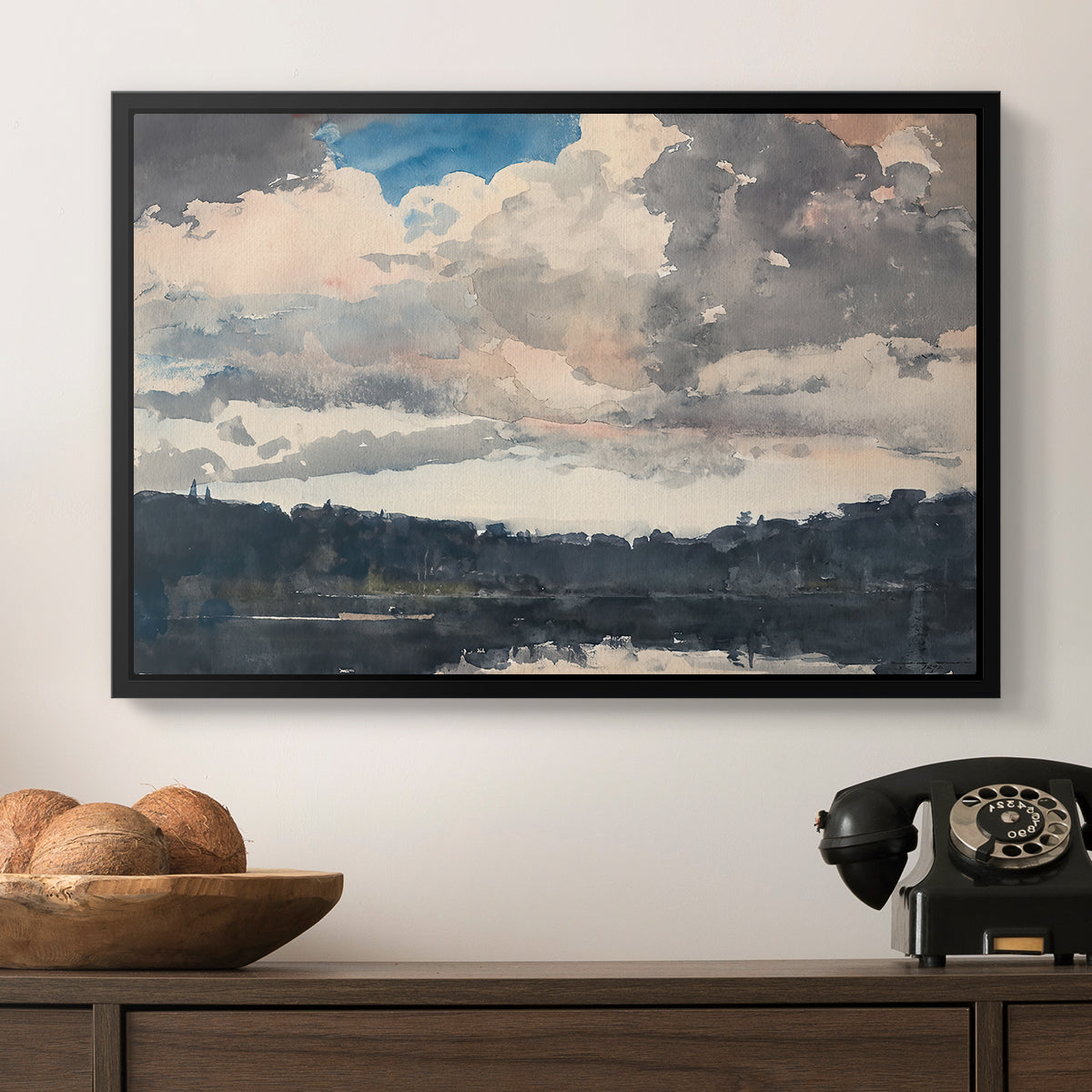 The Lone Boat, North Woods Club, Adirondacks, 1892 - Floater Framed Canvas Print
