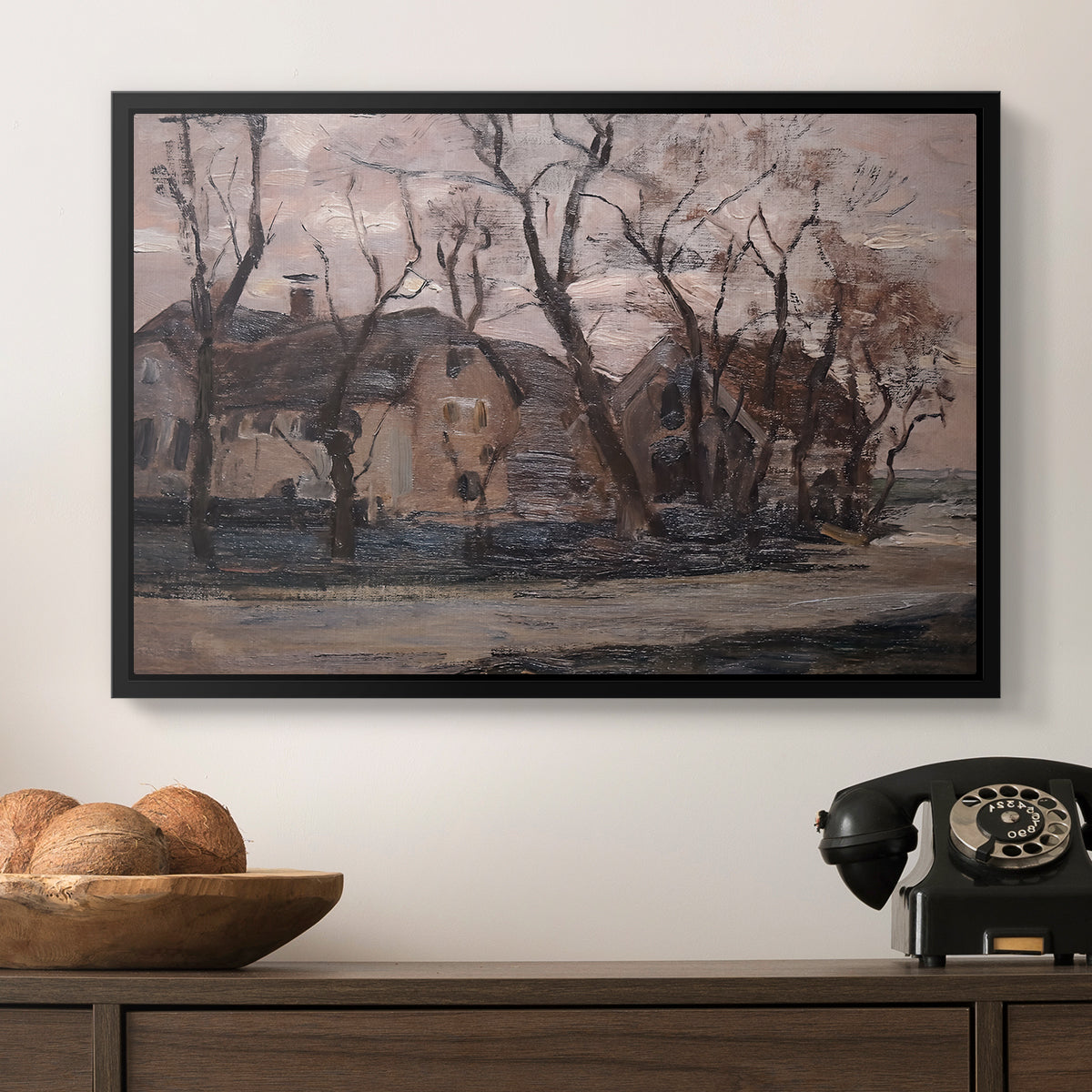 Farm near Duivendrecht in the Evening, c. 1905 - Floater Framed Canvas Print