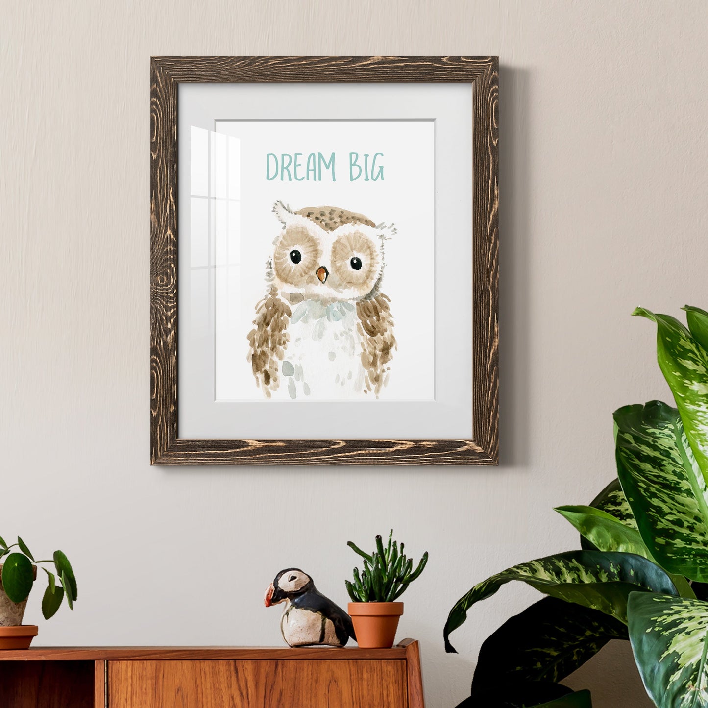 Dream Big Owl - Premium Framed Print - Distressed Barnwood Frame - Ready to Hang